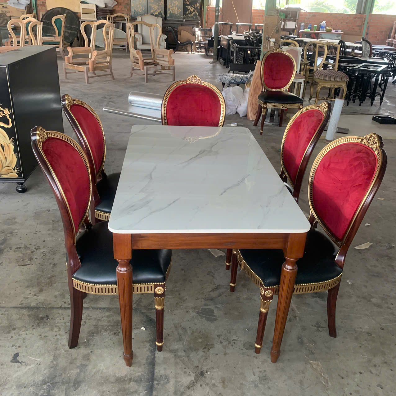 BÀN ĂN CỔ ĐIỂN LOUIS 16 MẶT ĐÁ